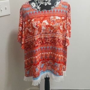 Cato Orange Paisley blouse